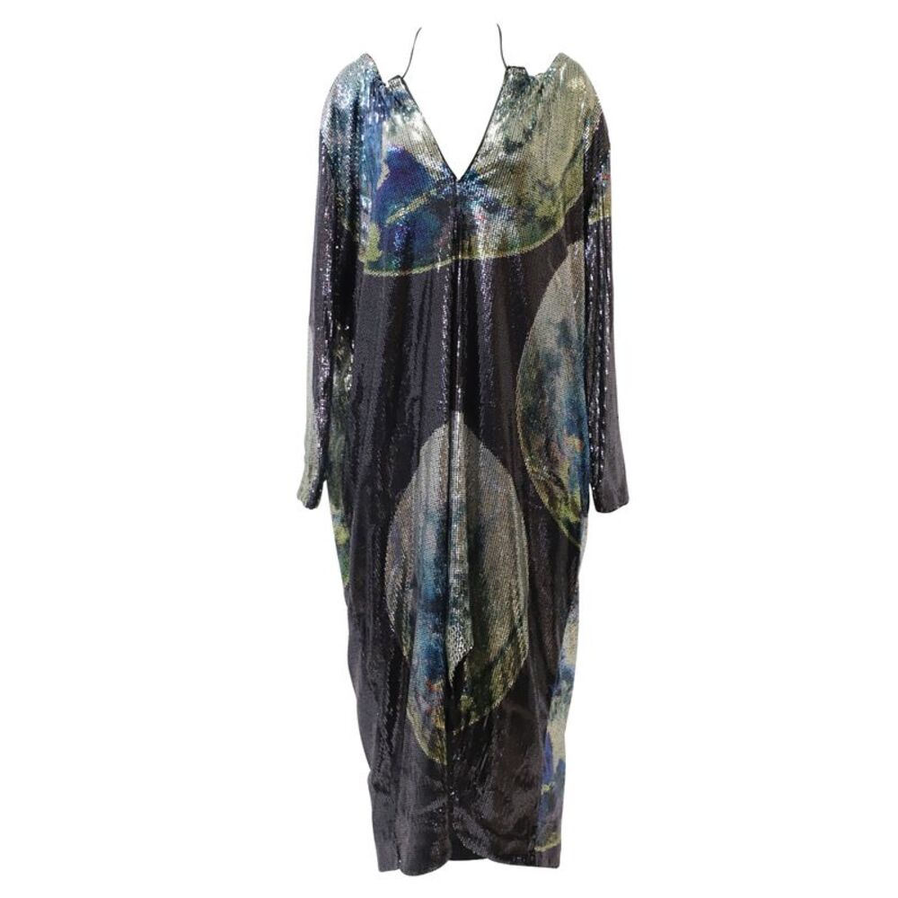 Ganni Sequin Mesh Maxi Dress in Multicolor Polyester